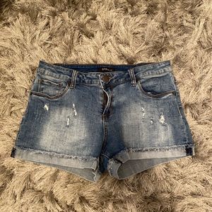 Denim medium wash jean shorts